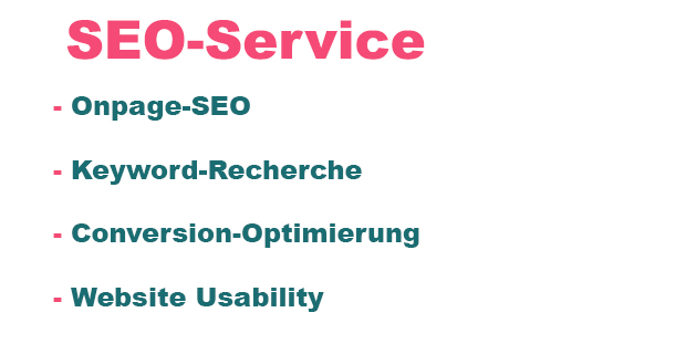 SEO-Service, Dienst für Suchmaschinenoptimierung, Onpage SEO, Keyword Recherche, Conversion Optimierung, Website Usability
